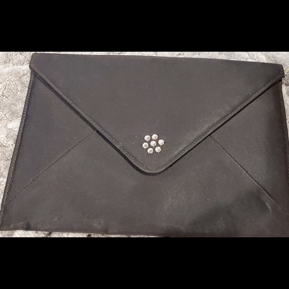 NWOT VINTAGE "SHIRL MILLER LTD" black envelope style clutch w/ rhinestones